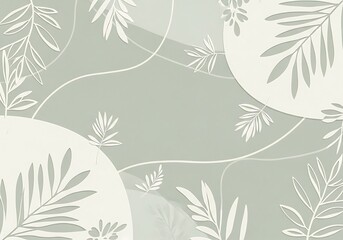 Fototapeta premium Botanical Paper Cut Design on Soft Green Backdrop, Minimalistic Style