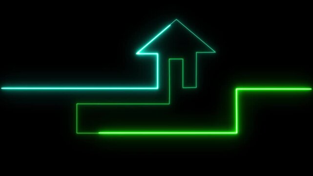 Home icon house sign glowing neon lights seamless loop. Neon line home icon. Neon line Cool linear animated. glowing neon home icon and for property.