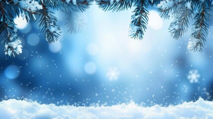 Elegant winter background with snowflake garlands and gentle snowdrifts for text overlay