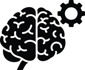 Abstract brain with mechanical gear illustrating innovation learning technology and cognitive processes vector