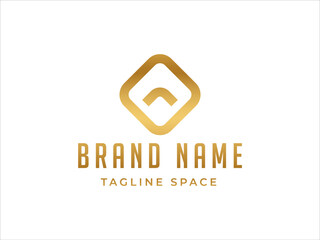 Golden gradient geometric arrow logo design with pixel dots and origami style for technology, corporate identity, web, app, and modern digital branding concepts.