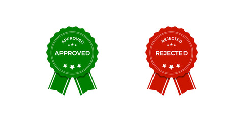 Green approved rubber stamp icon label vector illustration with flat style design perfect for official certification, business approval, and authorization concepts.