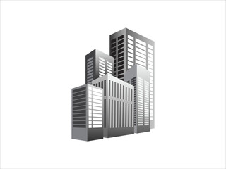 Modern city skyline silhouette vector illustration featuring skyscrapers, tall buildings, urban landscape, and metropolitan architecture design ideal for real estate branding.