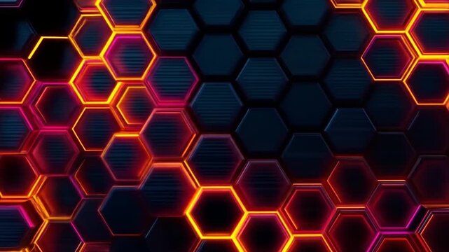 Dynamic abstract hexagon pattern with glowing edges and modern design