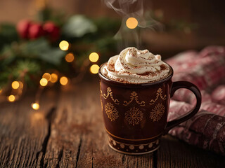 cup of coffee with christmas cookies