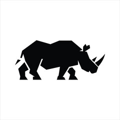 Rhino Icon – Geometric Rhinoceros Silhouette Vector Illustration