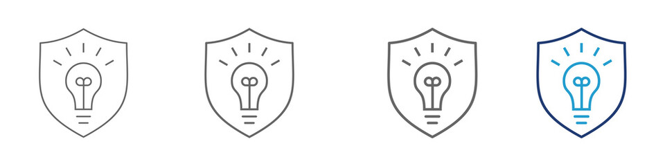 Intellectual Property or Copyright Protection icon set in line style collection. vector and illutration design. Idea protection