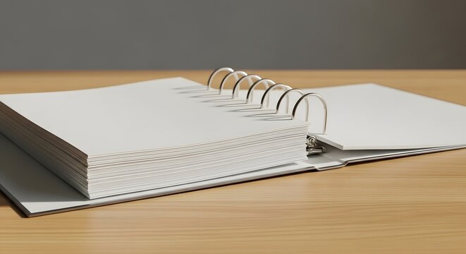 Open ring binder filled with blank white pages on a wooden desk, symbolizing the foundation for a National Mentoring Month concept and professional development