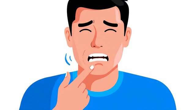 Animated Illustration Of A Man Experiencing Tooth Pain And Discomfort, Cartoon Sequence