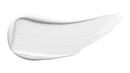 White paint brush stroke isolated on transparent background, realistic smear texture for cosmetic, art and background design, PNG