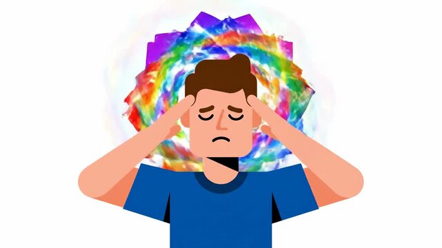 Depressed Man Undergoing A Mental Health Crisis Visualized Through Digital Art