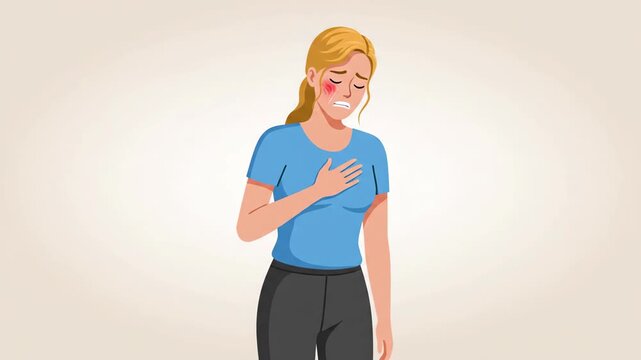 Animated Woman Heart Pain Expressions and Facial Close-Ups with Emotional Gestures