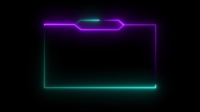 futuristic neon purple and orange gaming stream frame overlay with hud elements,live streaming neon text frame animation box frame neon frame live streaming game live Stream overlay