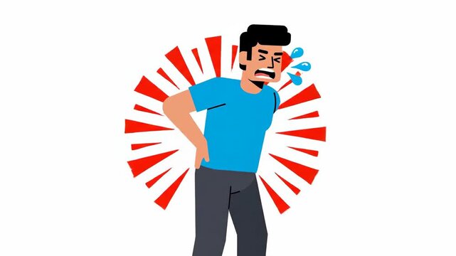 Animation Of A Man Experiencing Back Pain with Visual Representation of Discomfort