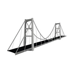 Modern suspension bridge architecture against white background