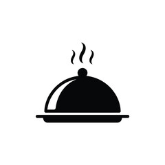 Black silhouette of a hot food platter with steam