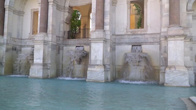 Captivating view of the Acqua Paola fountain in Trastevere, Rome, Italy.