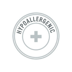 Obraz premium Hypoallergenic grey outline icon, vector stamp with medical cross, isolated skincare label. 