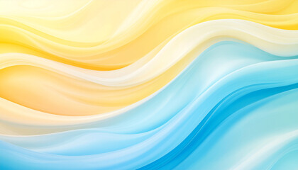 Abstract flowing waves of yellow and blue colors creating a vibrant and dynamic background design.