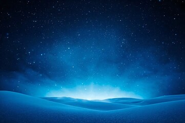 Starry night over snowy landscape fantasy scene