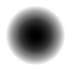 Halftone dot circle, abstract gradient dot pattern, retro comic texture element for backgrounds, posters, and graphic design projects