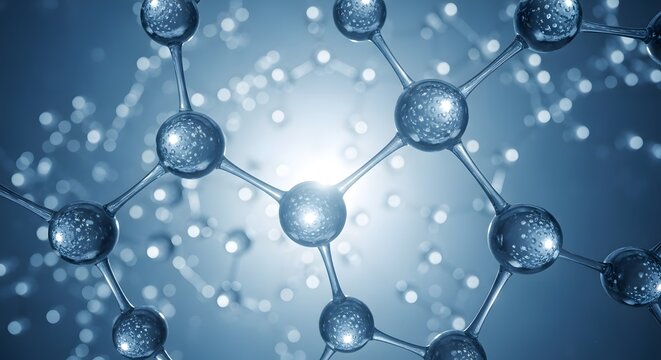 Abstract molecule structure with connections on blue background
