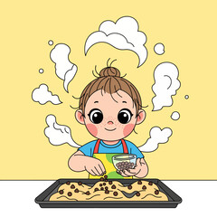 Cute Kawaii Cook in the Kitchen Baking Sweet Treats for Delicious Fun | Baking Joy and Kitchen Adventures