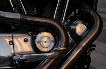 Fototapeta premium vintage motorcycle engine detail, closeup