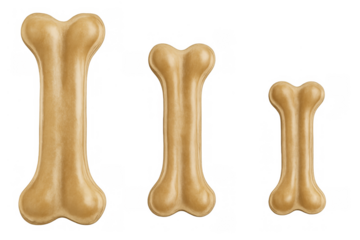 Dog treat bones set, a collection of pet chew toys in varying sizes for animal care and dental health