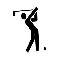 Golf Swing Player Icon Representing Sport, Leisure, and Outdoor Activity for User Interface Design