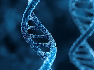 Double Helix DNA Structure in Blue Tones