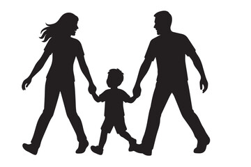 Dynamic family walking silhouette perfect for active outdoor vector scenes.