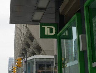 Fototapeta premium exterior of TD Canada Trust Branch and ATM at 77 Bloor St W, Toronto (at Bay/Bloor)