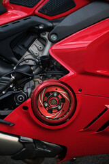 vintage motorcycle engine detail, closeup