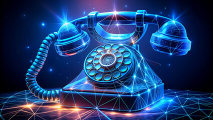 Retro rotary telephone with glowing network connections a vintage communication device symbolizing technology and connectivity
