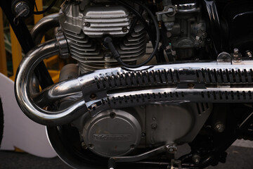 vintage motorcycle engine detail, closeup