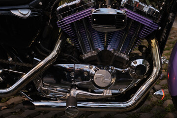 vintage motorcycle engine detail, closeup