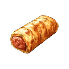 sausage roll hand drawn vector illustration