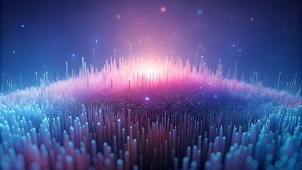 Abstract Digital Landscape With Light Color Gradient and Cybernetic Visual Texture