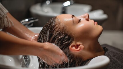 Care for Scalp and Hair Structure Takes Place in a Beauty Salon Sink With a Washing Procedure Aimed at Loss and Baldness