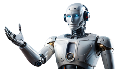 Futuristic robot offering innovative tech solutions, a glimpse into the future of automation and artificial intelligence