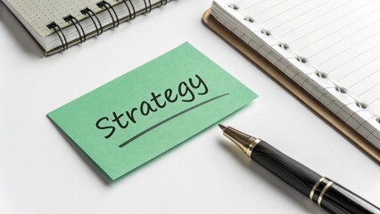 Focused Approach to Strategic Planning with Notepad and Elegant Pen on White Surface
