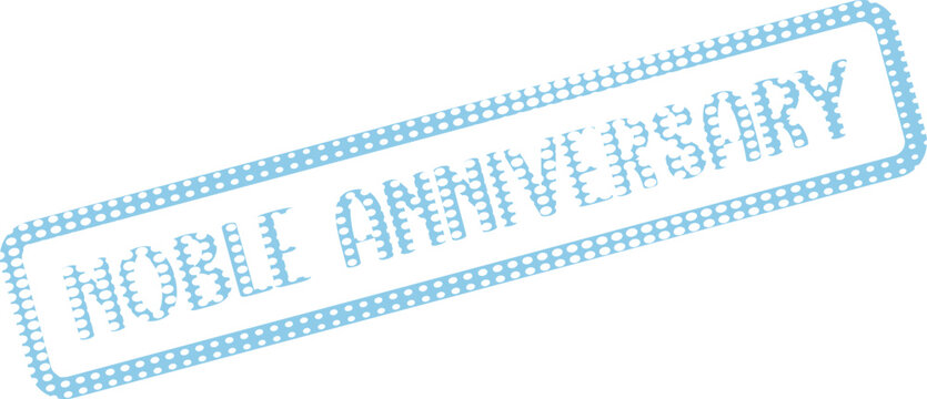 Noble Anniversary textured stamp with a delicate light blue dotted outline and elegant font for special occasion marking