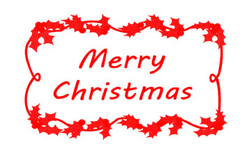 Elegant red merry christmas greeting with festive border