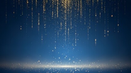 マジカルな光の雨と輝くフロアの抽象的なステージ