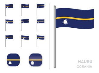 Nauru Flag Oceania Country Waving Animation App Icon Vector