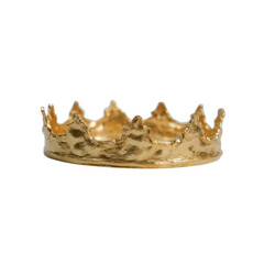 Gold crown on transparency background with textured metal finish and regal silhouette evoking power and luxury