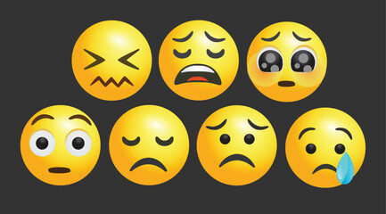 vector round yellow cartoon bubble emoticons comment social media chat comment reactions, icon template face emoji character message