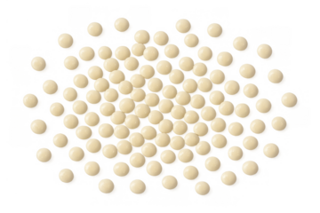 Scattered beige pills showing medication, health, wellness, and pharmaceutical treatment on transparent background