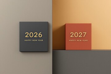 New year 2026 and 2027 mockup